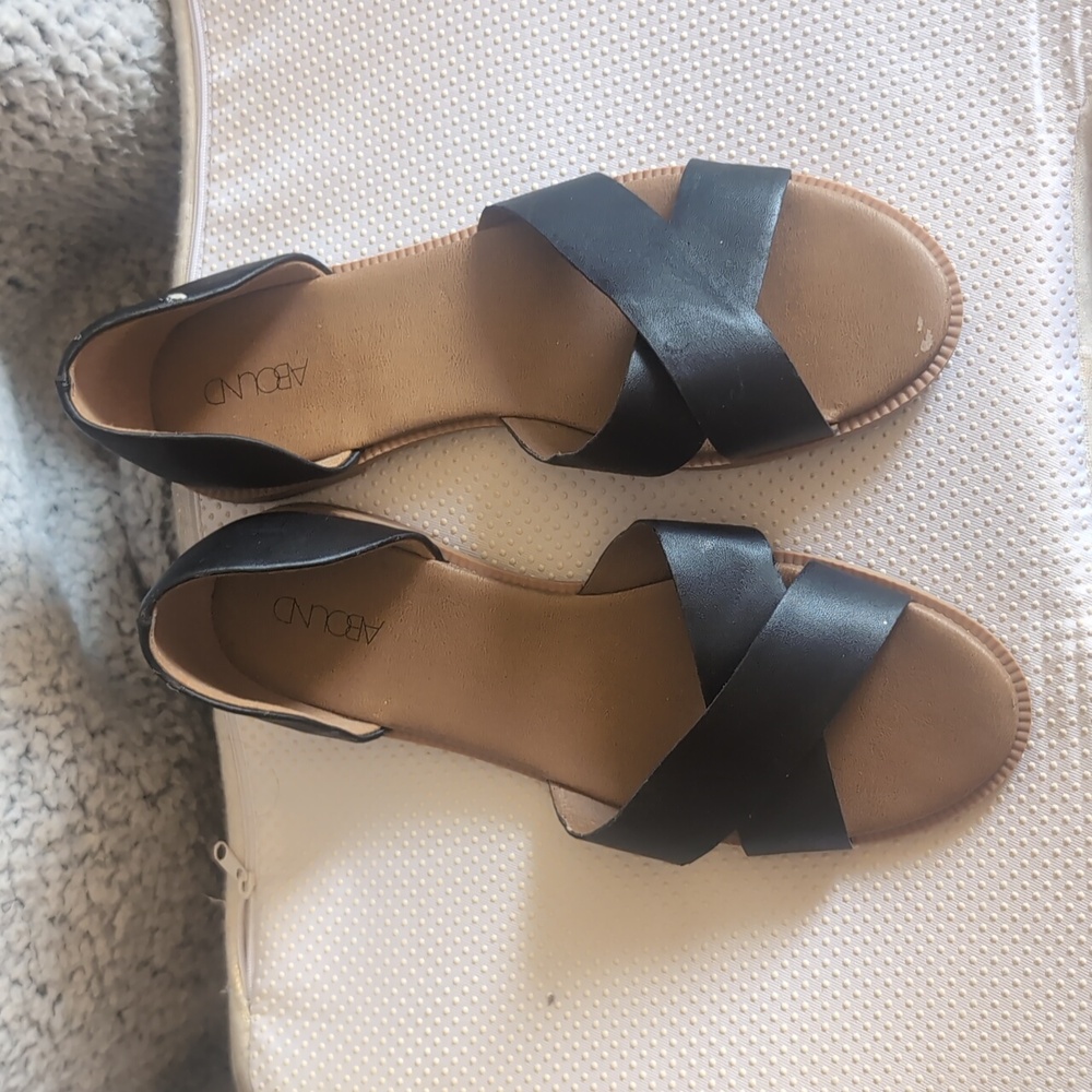 Abound Black Platform Slide Sandals Size 8 | Chunky Flat Sandals - Picture 7 of 8